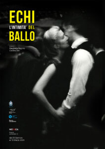 Poster of the exhibition "Echi. L'intimità del ballo"